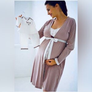 Belabumbum Queen Bee Grey/Pink Maternity Robe Size L/XL